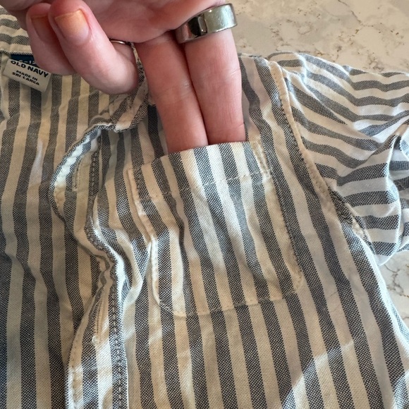 Old navy, 6-12 months Striped Blue and White Shirt - Picture 3 of 5
